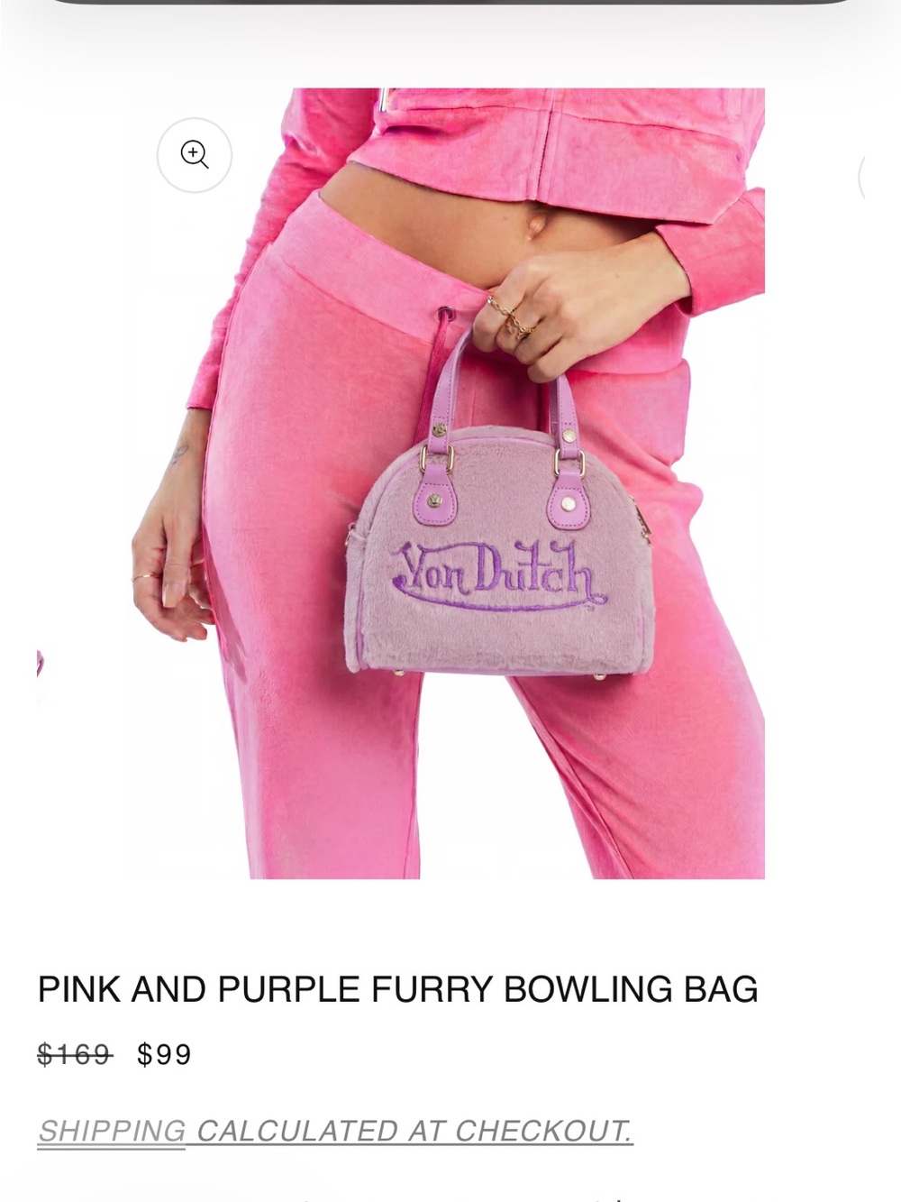 Von Dutch Lavender & Purple Fuzzy Dome Satchel - Picture 4 of 17